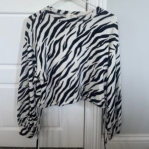 Small Entro Zebra Print Tie Cropped Sweater